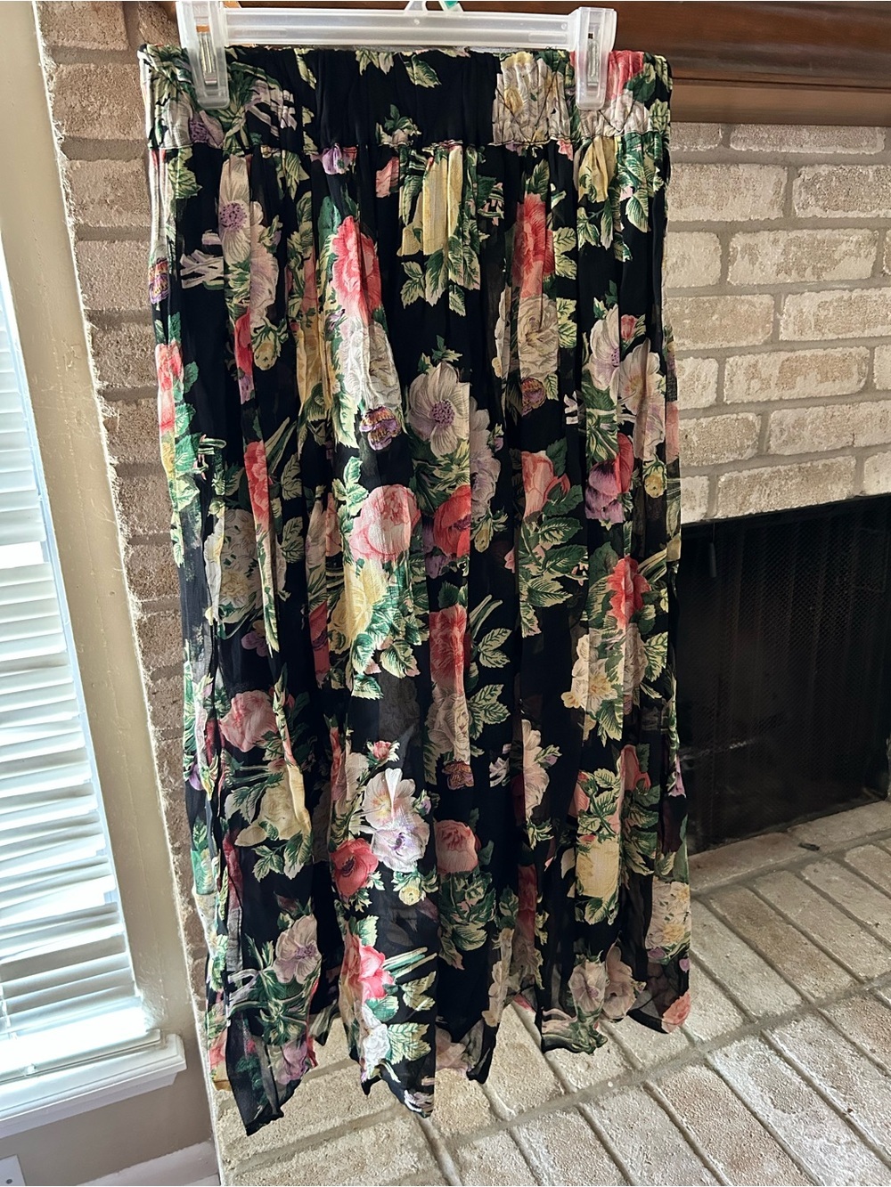 Passport of Pier Imports Black Floral Maxi Skirt - EUC